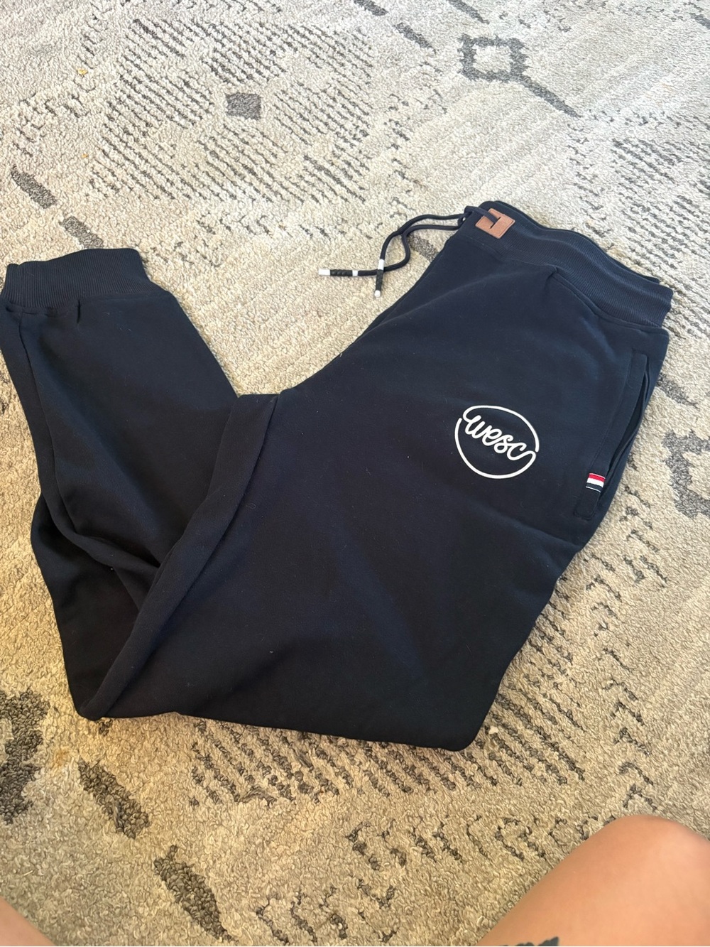 Wesc Black Logo Sweatpants with Small Flag Detail